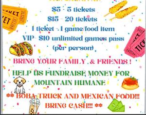 Bring cash for food and games! Family and friends invited.